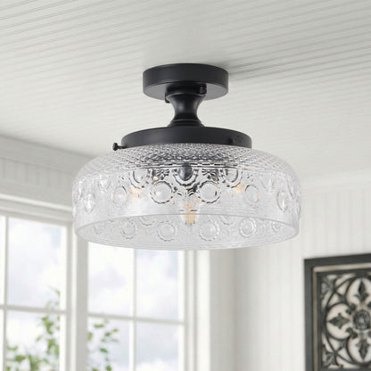 3-Light Modern Ceiling Light Clear Glass Black Fixture