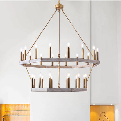 28-Lights Wagon Wheel-Shape Chandelier