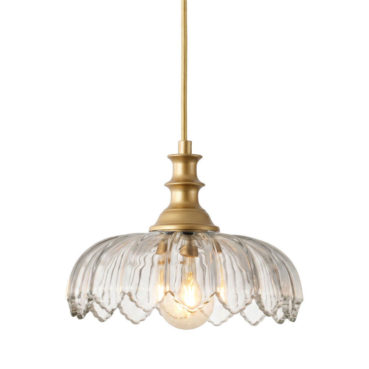 1-Light Amber/ Green/ Clear Vintage Petal Glass Pendant Light