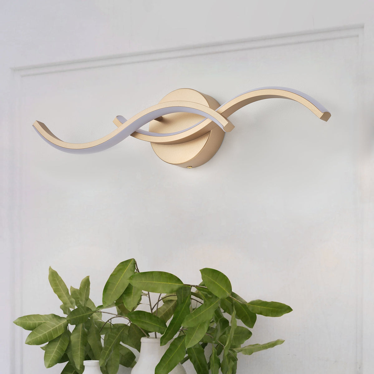1-Light Curved Lines Design LED Bathroom Vanity Lighting