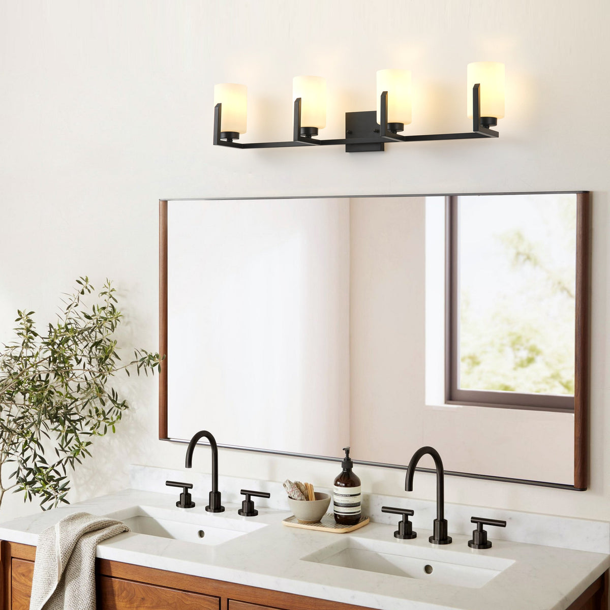 3-Lights & 4-Lights White Jade Cylinder Vanity Light