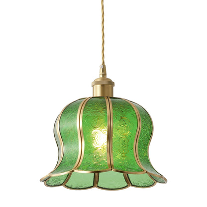 1-Light Tiffany Style Green Glass Kitchen Pendant Light