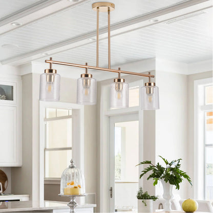 4-Light & 6-Light Gold Modern Linear Glass Shape Kitchen Island Lights