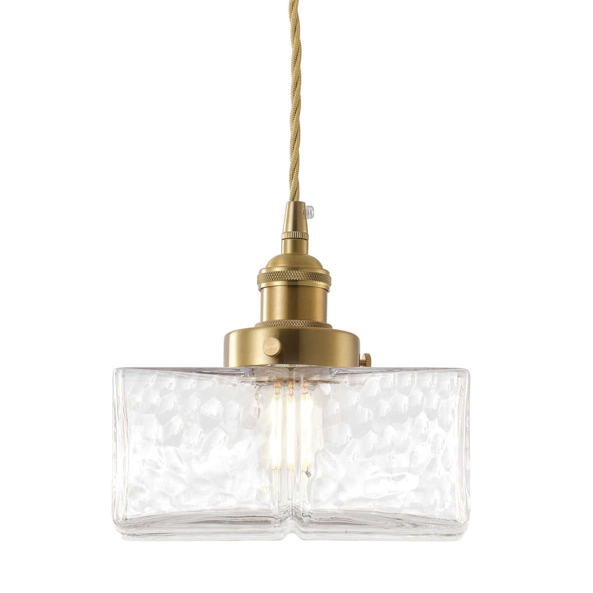 1-Light Square Clear Glass Shade Pendant Light