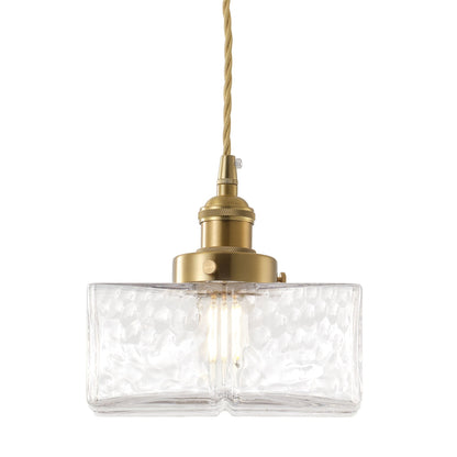 1-Light Square Clear Glass Shade Pendant Light