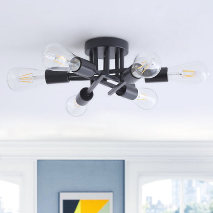 6-Lights Sputnik Shape Semi-Flush Mount Lighting