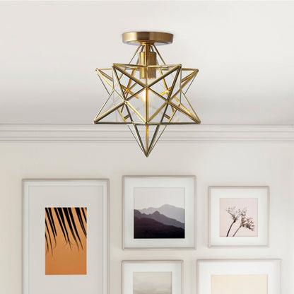 1-Light Geometric Star Semi-Flush Mount Lighting