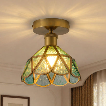 1-Light Brass Flower Ceiling Light for Bedroom