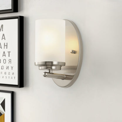 1-Light Clear Light Bites Acid Column Shade Wall Sconces