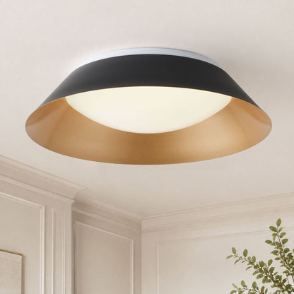 1-Light Black Gold LED Flush Mount Ceiling Light