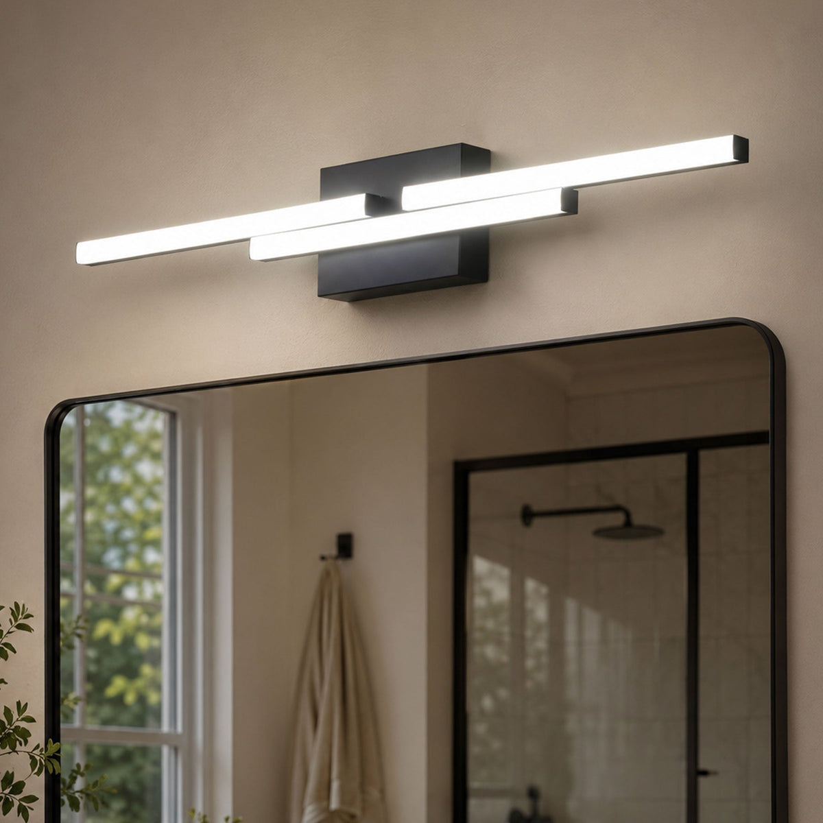 1 Light Modern Linear Black LED Bathroom Vanity Wall Sconce