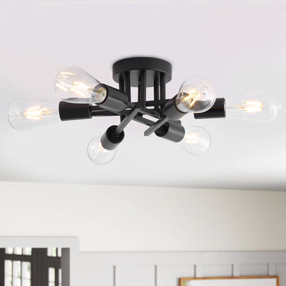 6-Lights Sputnik Shape Semi-Flush Mount Lighting