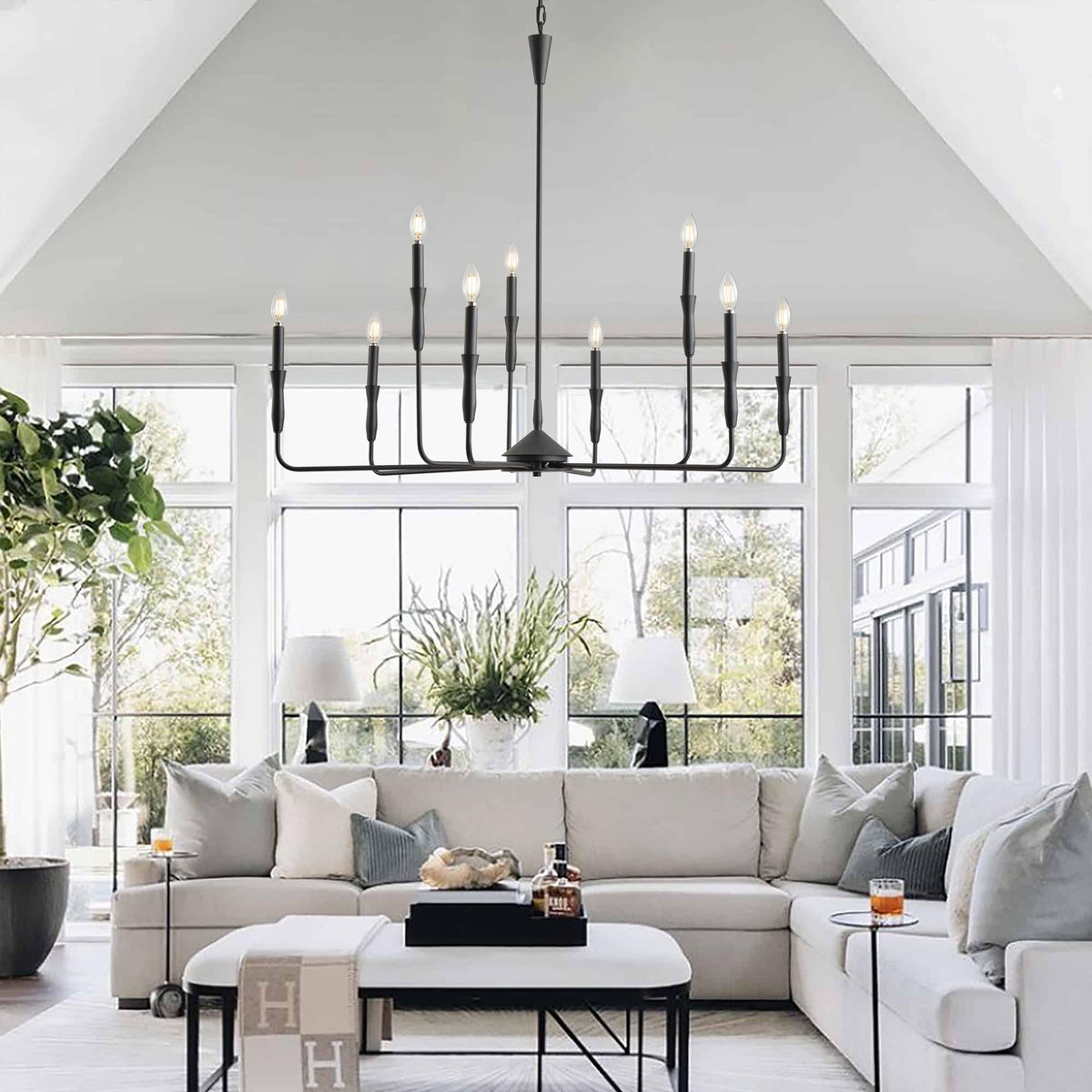 6-Lights & 9-Lights & 16-Lights Small Fresh Candle Shaped Dimmable Chandelier