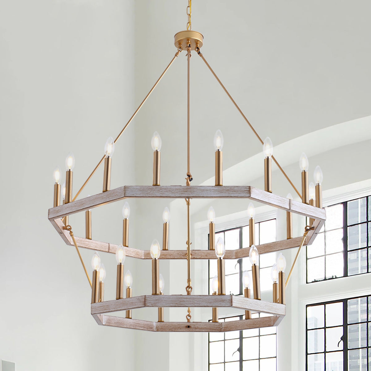 28-Lights Wagon Wheel-Shape Chandelier