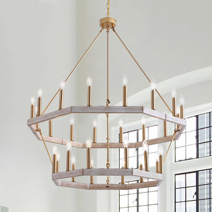 28-Lights Wagon Wheel-Shape Chandelier