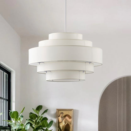 5-Light 23.6'' Oversize Five-Layer Fabric Column Shade Pendant Lighting