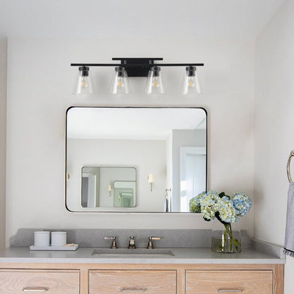 3-Light & 4-Light Dimmable Bathroom Clear Glass Wall Vanity Lighting