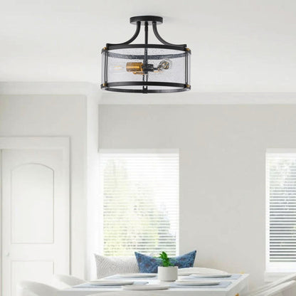3-Lights Special Glass Shade Semi-Flush Mount Lighting