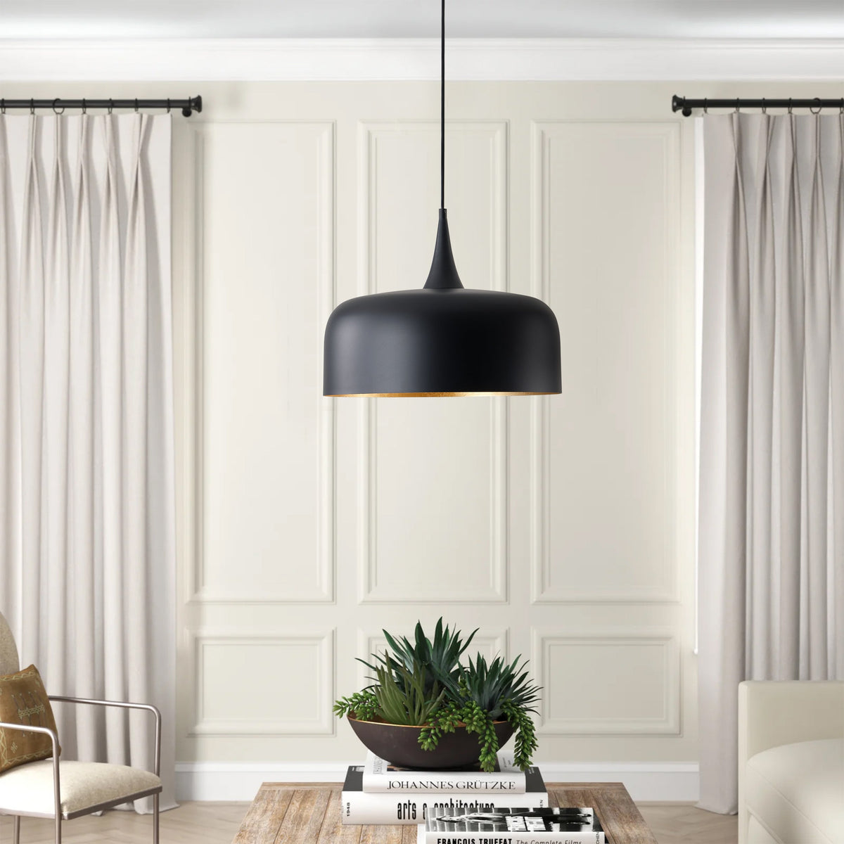 1-Light Oversize Industrial Style Bowl Shade Pendant Lighting