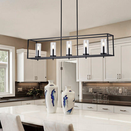 5-Lights Modern Classic Glass Shape Kitchen Island Lights