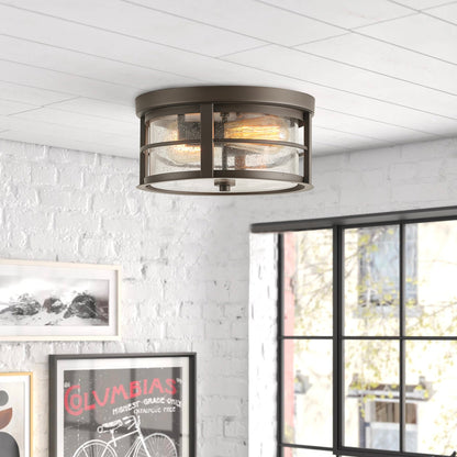 2-Lights Round Glass Shade Flush Mount Lighting