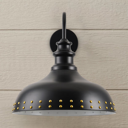 1-Light Spray-Painted with Gold Dots Bowl-Shaped Wall Light