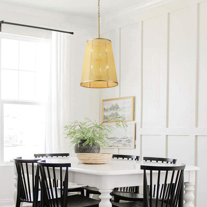 6-Lights Woven Openwork Flared Shade Pendant Lighting
