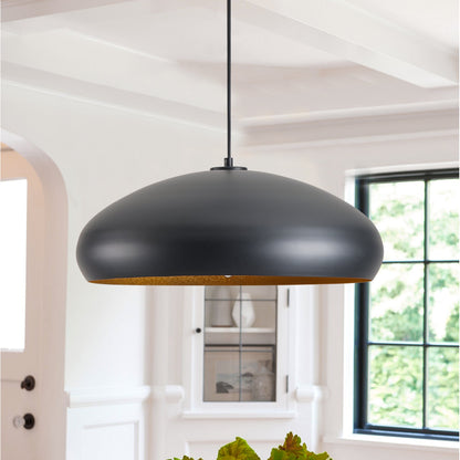 1-Light Oversize Sanding Black Pendant Lighting