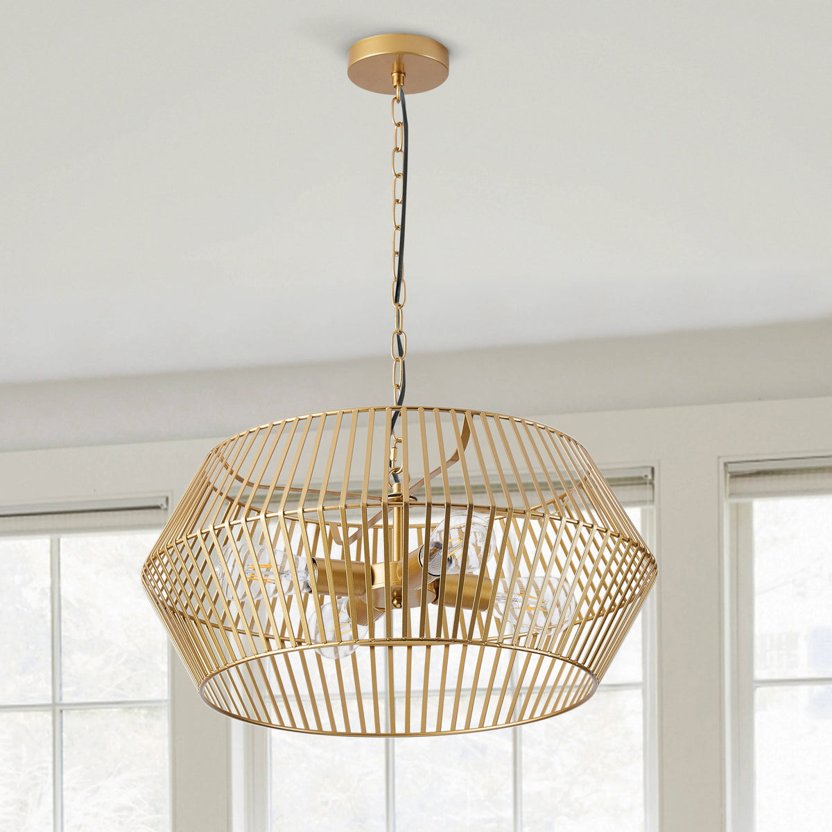 4-Lights Dimmable Lantern Geometric Pendant Lighting