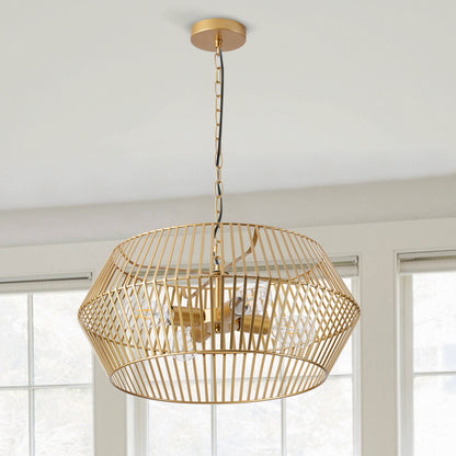 4-Lights Dimmable Lantern Geometric Pendant Lighting