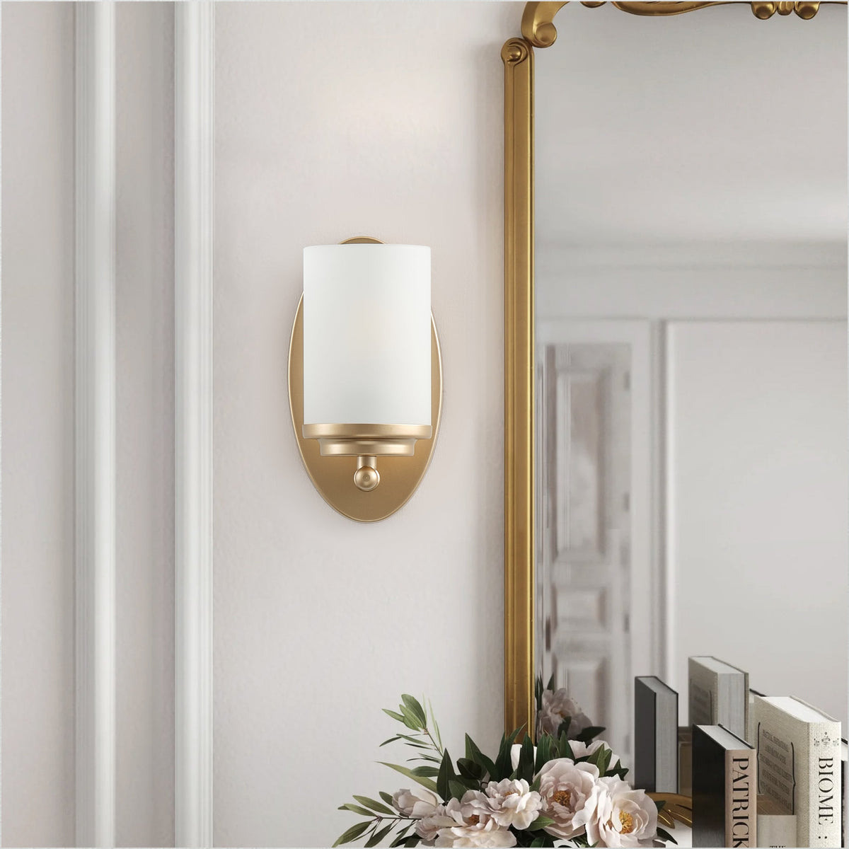 1-Light Clear Light Bites Acid Column Shade Wall Sconces