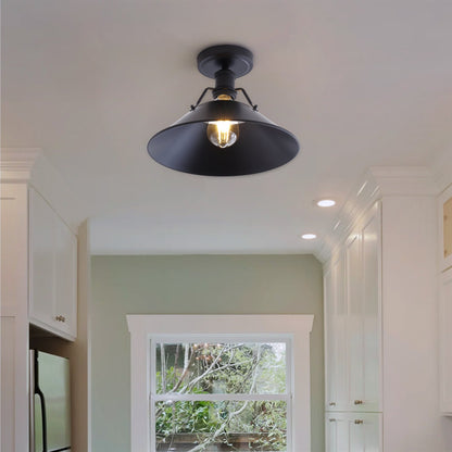 1-Light Metal Shade Semi-Flush Mount Lighting