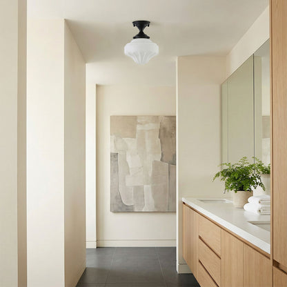 1-Light Vintage Schoolhouse Semi Flush Mount Ceiling Light