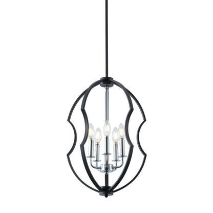 5-Light Black Farmhouse Cage Chandelier for Dining Room