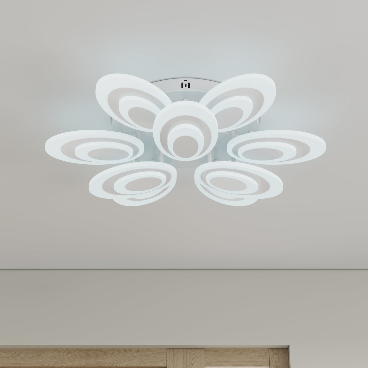 9-Lights Elliptical Petal Shape LED Semi-Flush Mount Lighting