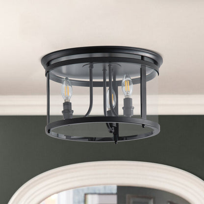 3-Lights Spherical Glass Shade Flush Mount Lighting