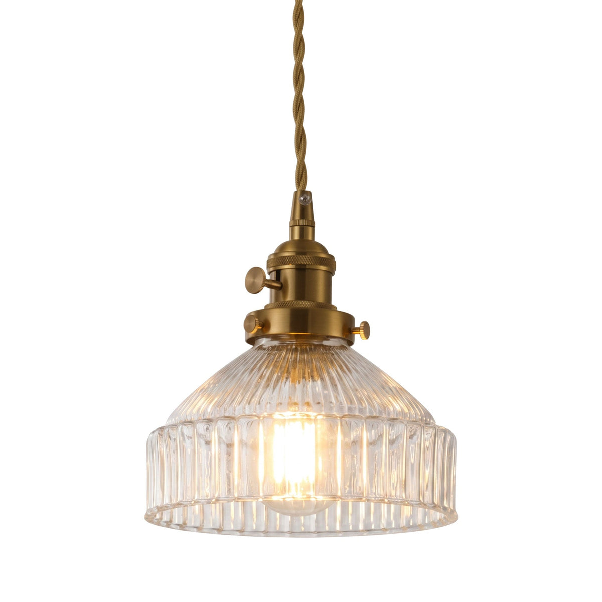 1-Light Reeded Cylinder Pendant for Kitchen Island