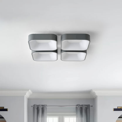 4-Light Modern Style Efficient Dimmable Block Shape LED Flush Mount Lighting