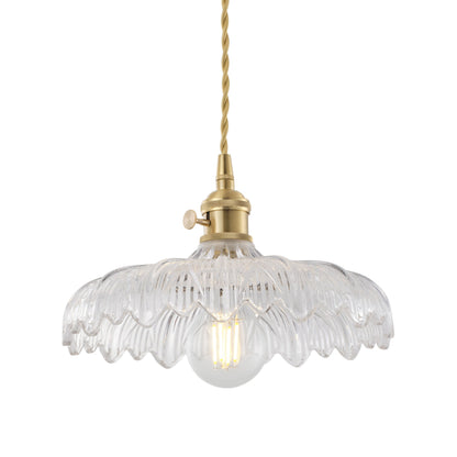 1 Light Gold Glass Pendant Light With Wide Clear Shade For Bedroom Entryway Hallway