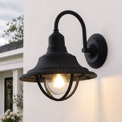 1-Light Industrial Outdoor Wall Light for Garage Entryway