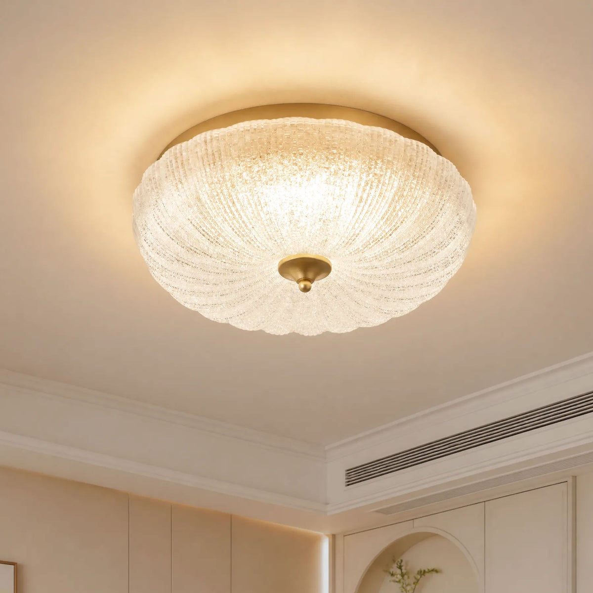 1 Light Gold LED Flush Mount Ceiling Light 5CCT