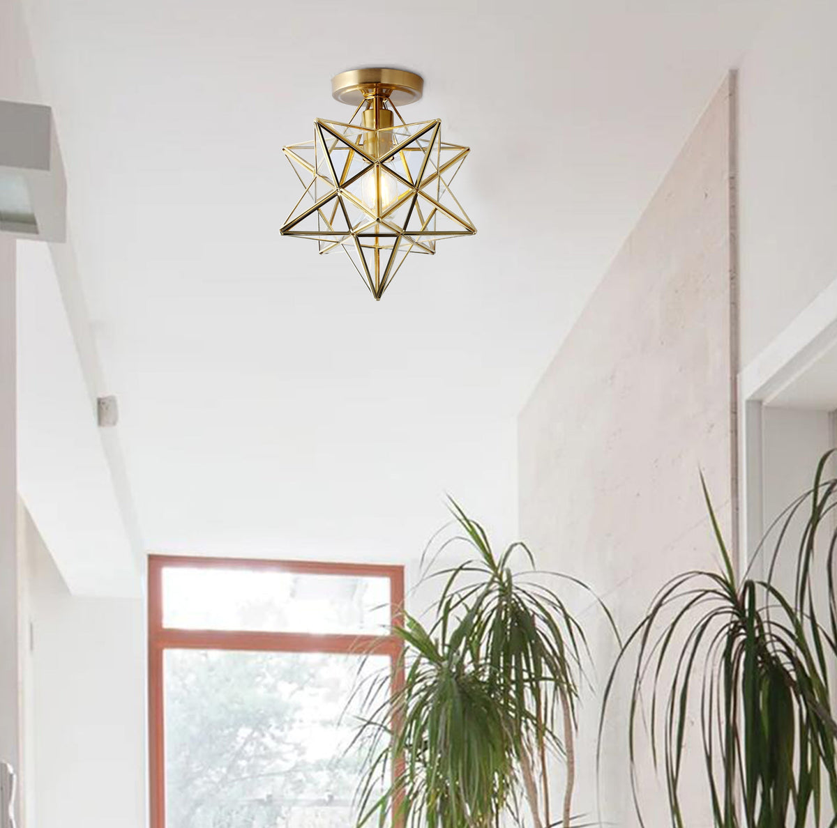 1-Light Geometric Star Semi-Flush Mount Lighting