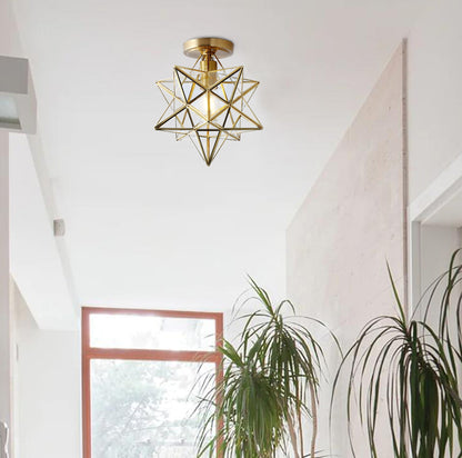 1-Light Geometric Star Semi-Flush Mount Lighting