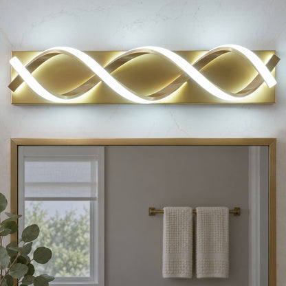 1-Light Black & Gold Wave LED Bathroom Vanity Light