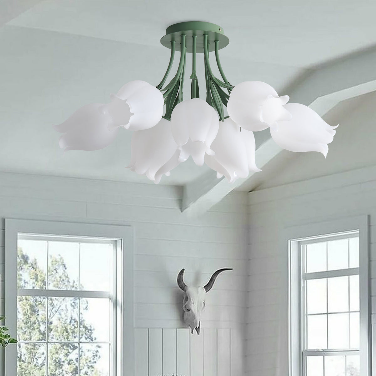 3-Light & 9-Light Flower Bouquet Shape Creative Semi-Flush Mount Lighting