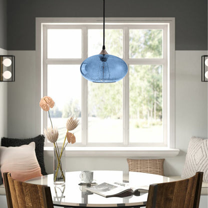 1-Light Oval Glass Shade Pendant Lighting