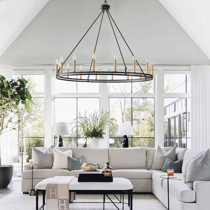 16-Lights Farmhouse Rustic Wagon Wheel Chandelier