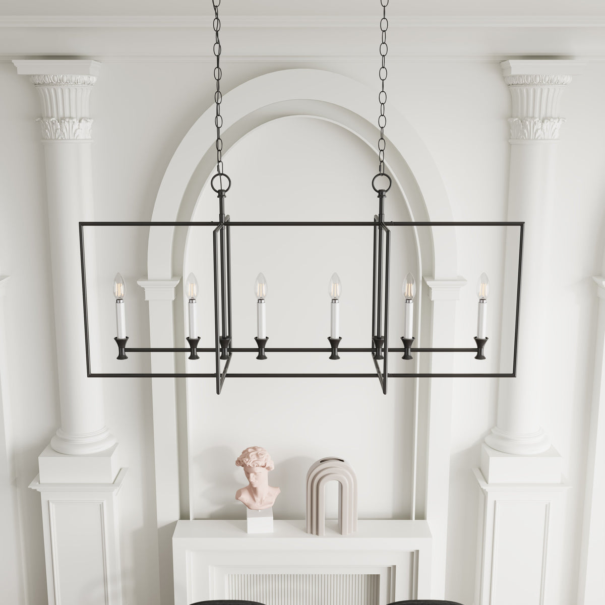 6-Lights Farmhouse Metal Frame Kitchen Island Lights