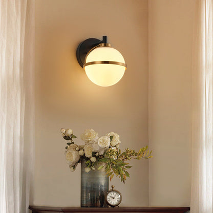 Modern Minimalist Vanity Light Dewdrop Black And Gold Globe Frosted Glass For Bathroom