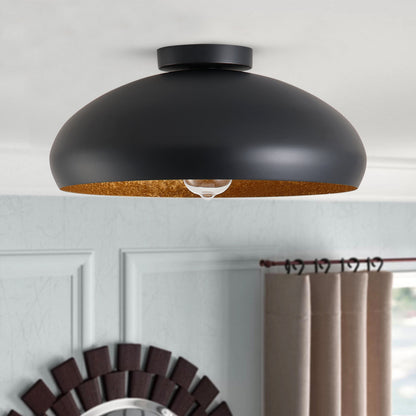 1-Light Sanded Black Semi-Flush Mount